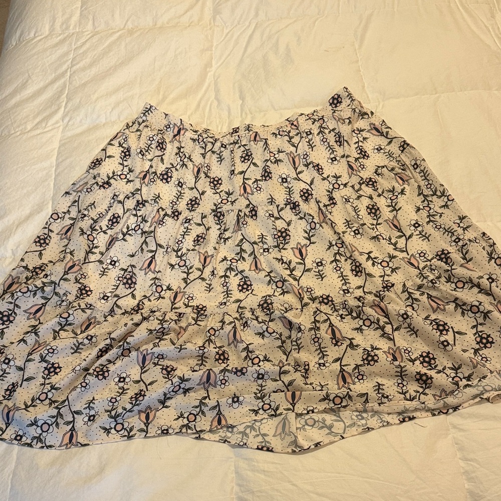 Eloquii A-Line Skirt with Floral Pattern in Cream and Black
